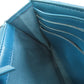CHANEL Long Wallet Purse Calfskin blue Vstitch COCO Mark SilverMetal Women Used Authentic