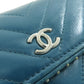 CHANEL Long Wallet Purse Calfskin blue Vstitch COCO Mark SilverMetal Women Used Authentic