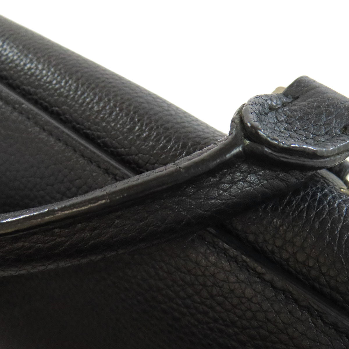 CELINE Handbag leather black Trapeze 2WAY Women Used Authentic