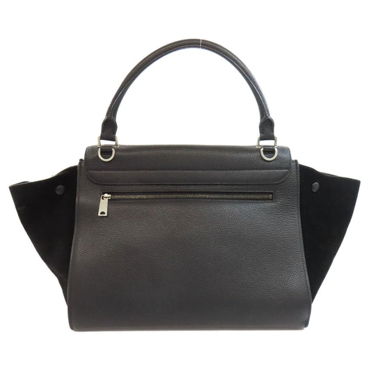 CELINE Handbag leather black Trapeze 2WAY Women Used Authentic