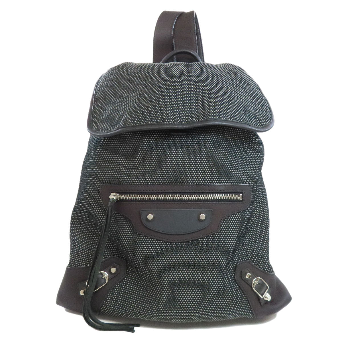 BALENCIAGA Backpack 382830 canvas black Traveler Women Used Authentic
