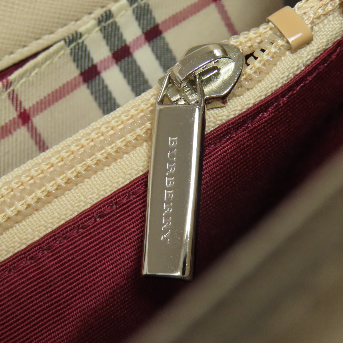 BURBERRY Handbag PVC beige logo Women Used Authentic