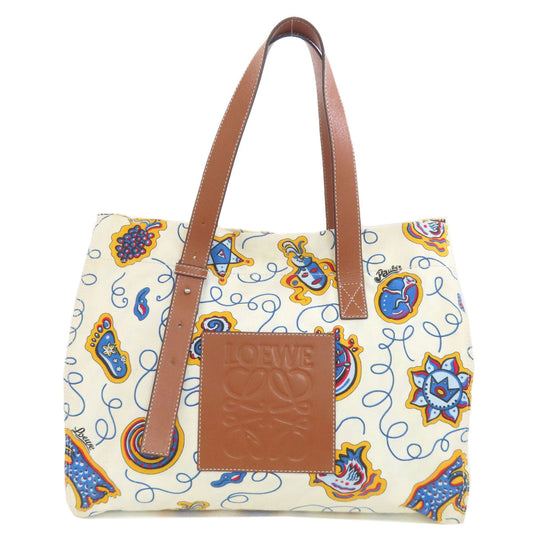 LOEWE Tote Bag canvas white Paula's Ibiza Women Used Authentic