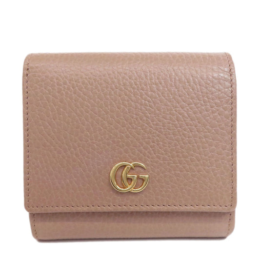GUCCI Bifold Wallet 593587 leather beige Double G GG Marmont Medium Wallet Women Used Authentic