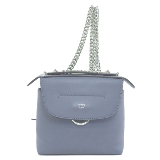 FENDI Backpack Calfskin blue Bag to School Mini 2WAY Women Used Authentic