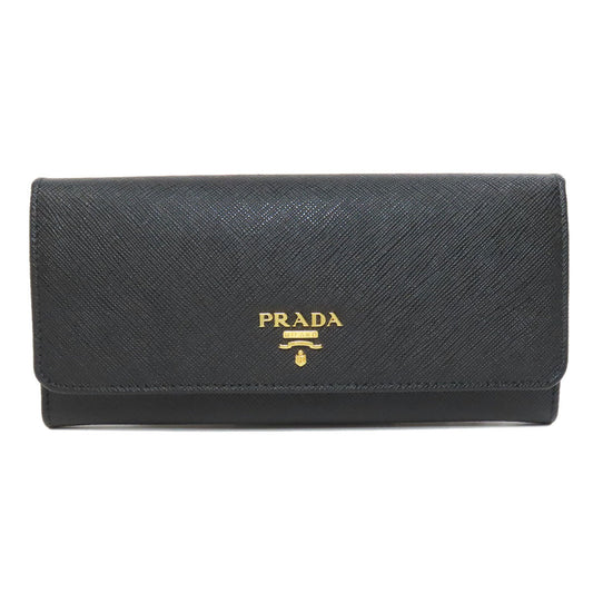 PRADA Long Wallet Purse 1MH132 Safiano black logo Women Used Authentic