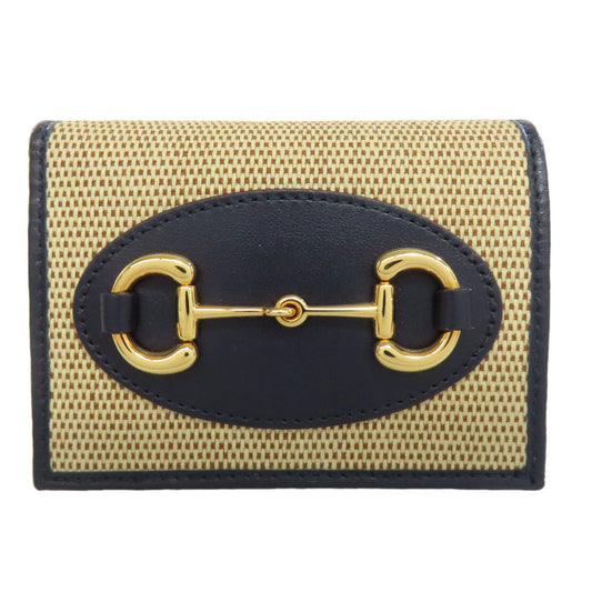 GUCCI Bifold Wallet 621887 Canvas, Leather beige Horsebit Women Used Authentic