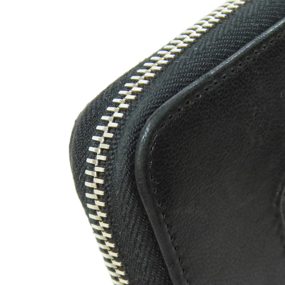CHANEL Long Wallet Purse lambskin black Mademoiselle SilverMetal Women Used Authentic