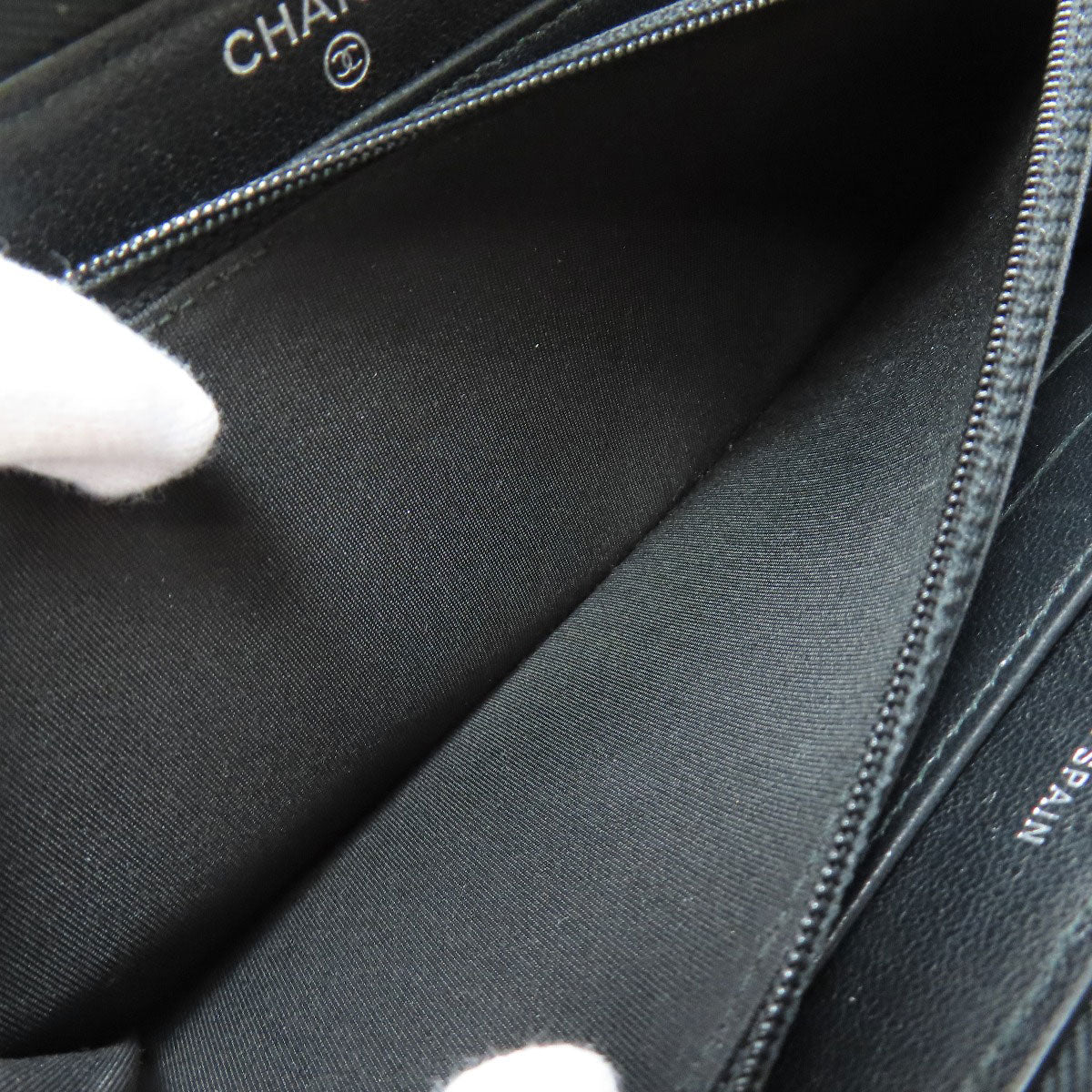 CHANEL Long Wallet Purse lambskin black Mademoiselle SilverMetal Women Used Authentic