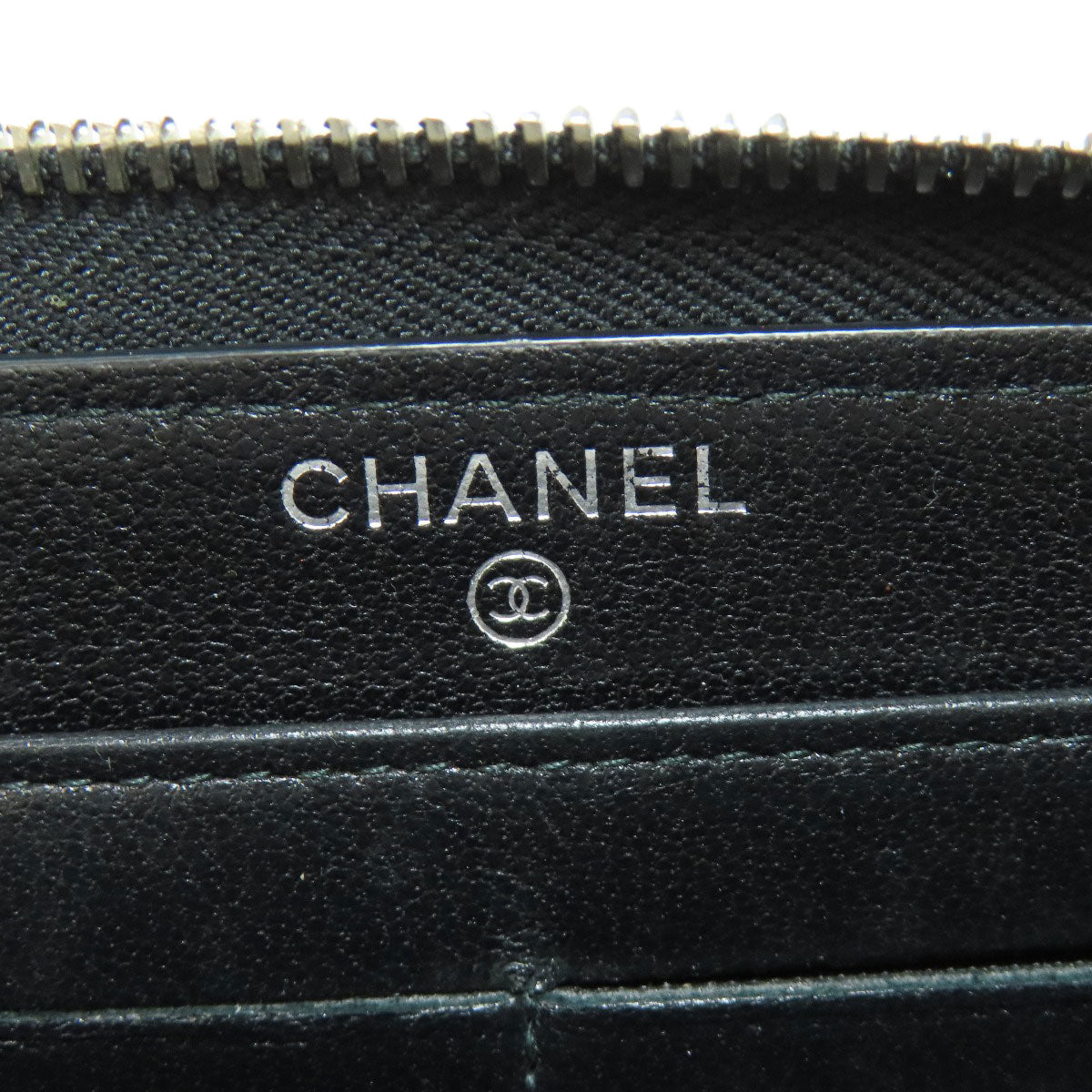 CHANEL Long Wallet Purse lambskin black Mademoiselle SilverMetal Women Used Authentic