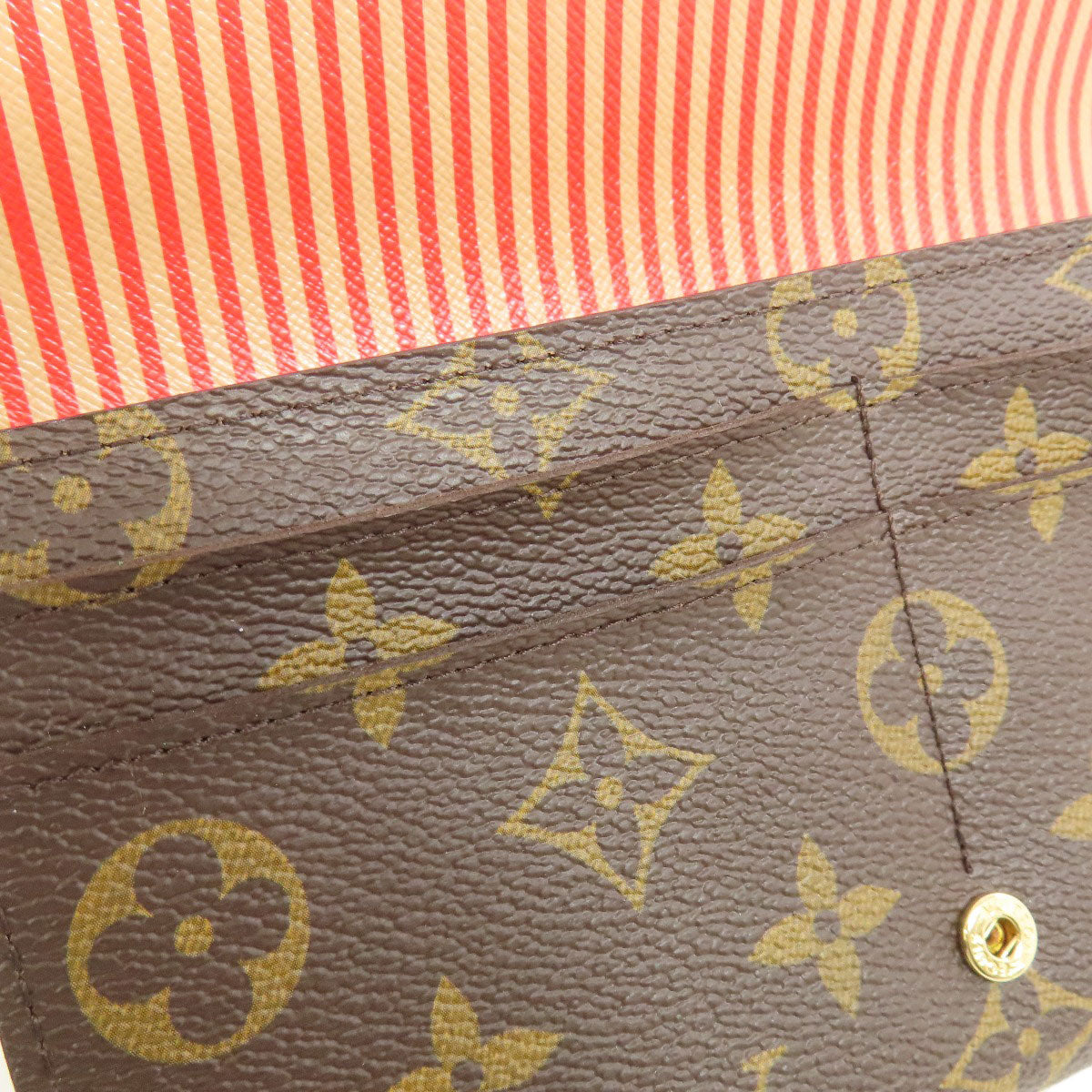 LOUIS VUITTON Long Wallet Purse M60415 Monogram canvas Brown Portefeuille Sarah Trunk Women Used Authentic