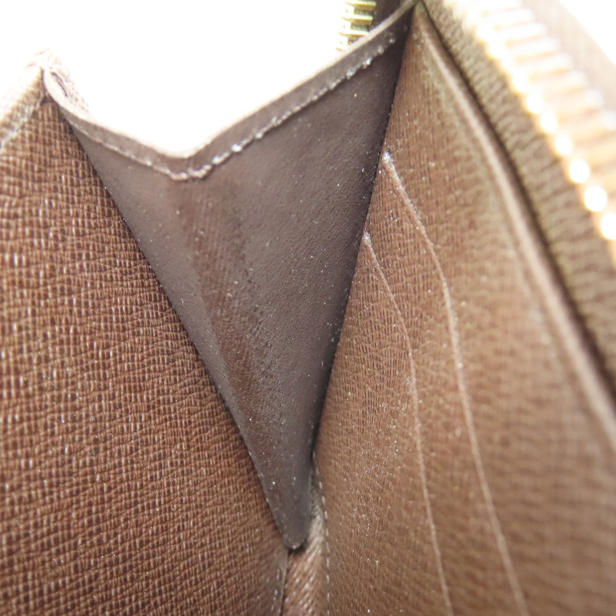 LOUIS VUITTON Long Wallet Purse N60015 Damier canvas Brown Zippy wallet old