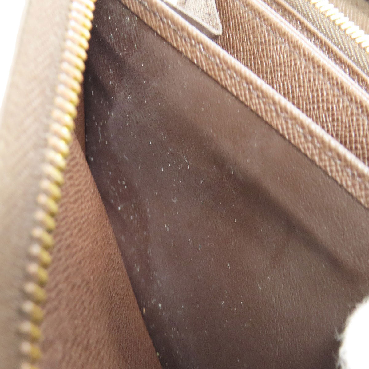 LOUIS VUITTON Long Wallet Purse N60015 Damier canvas Brown Zippy wallet old