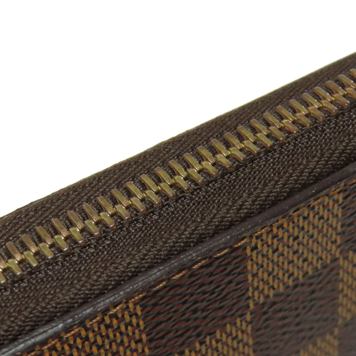 LOUIS VUITTON Long Wallet Purse N60015 Damier canvas Brown Zippy wallet old