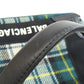 BALENCIAGA Handbag 390346 Wool, Leather green Navy Cabas XS Check Pattern 2WAY Women Used Authentic