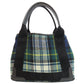 BALENCIAGA Handbag 390346 Wool, Leather green Navy Cabas XS Check Pattern 2WAY Women Used Authentic