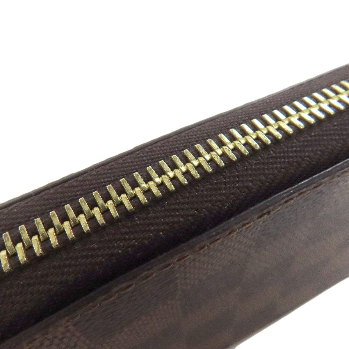 LOUIS VUITTON Long Wallet Purse N41661 Damier canvas Brown Zippy wallet Women Used Authentic