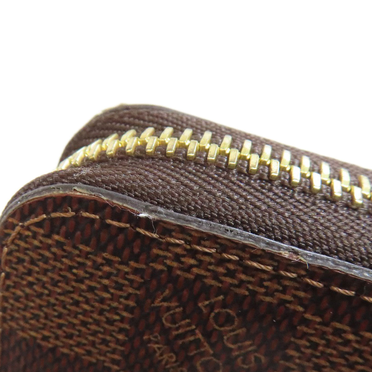 LOUIS VUITTON Long Wallet Purse N41661 Damier canvas Brown Zippy wallet Women Used Authentic