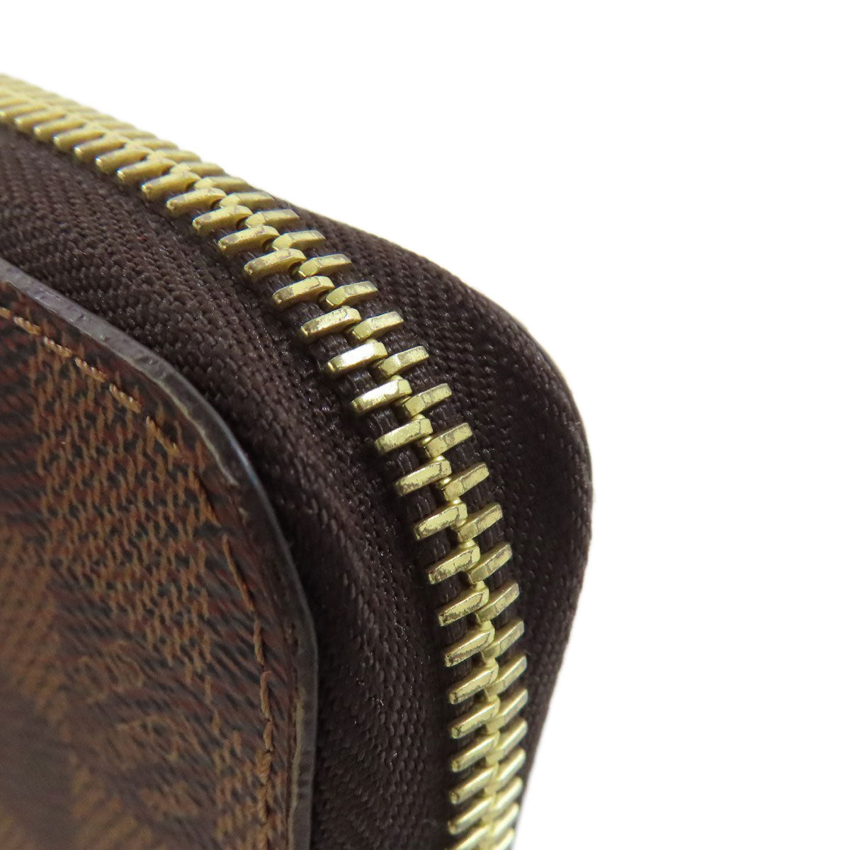 LOUIS VUITTON Long Wallet Purse N41661 Damier canvas Brown Zippy wallet Women Used Authentic