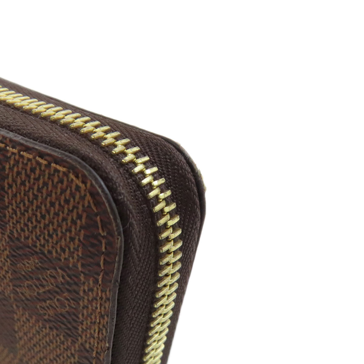 LOUIS VUITTON Long Wallet Purse N41661 Damier canvas Brown Zippy wallet Women Used Authentic