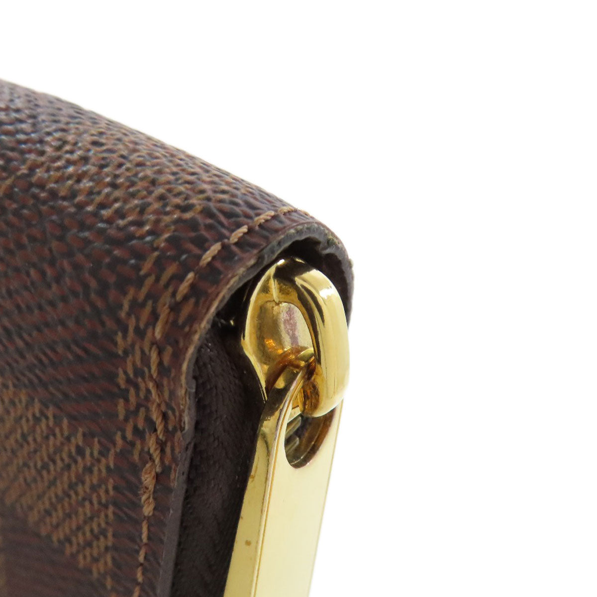 LOUIS VUITTON Long Wallet Purse N41661 Damier canvas Brown Zippy wallet Women Used Authentic