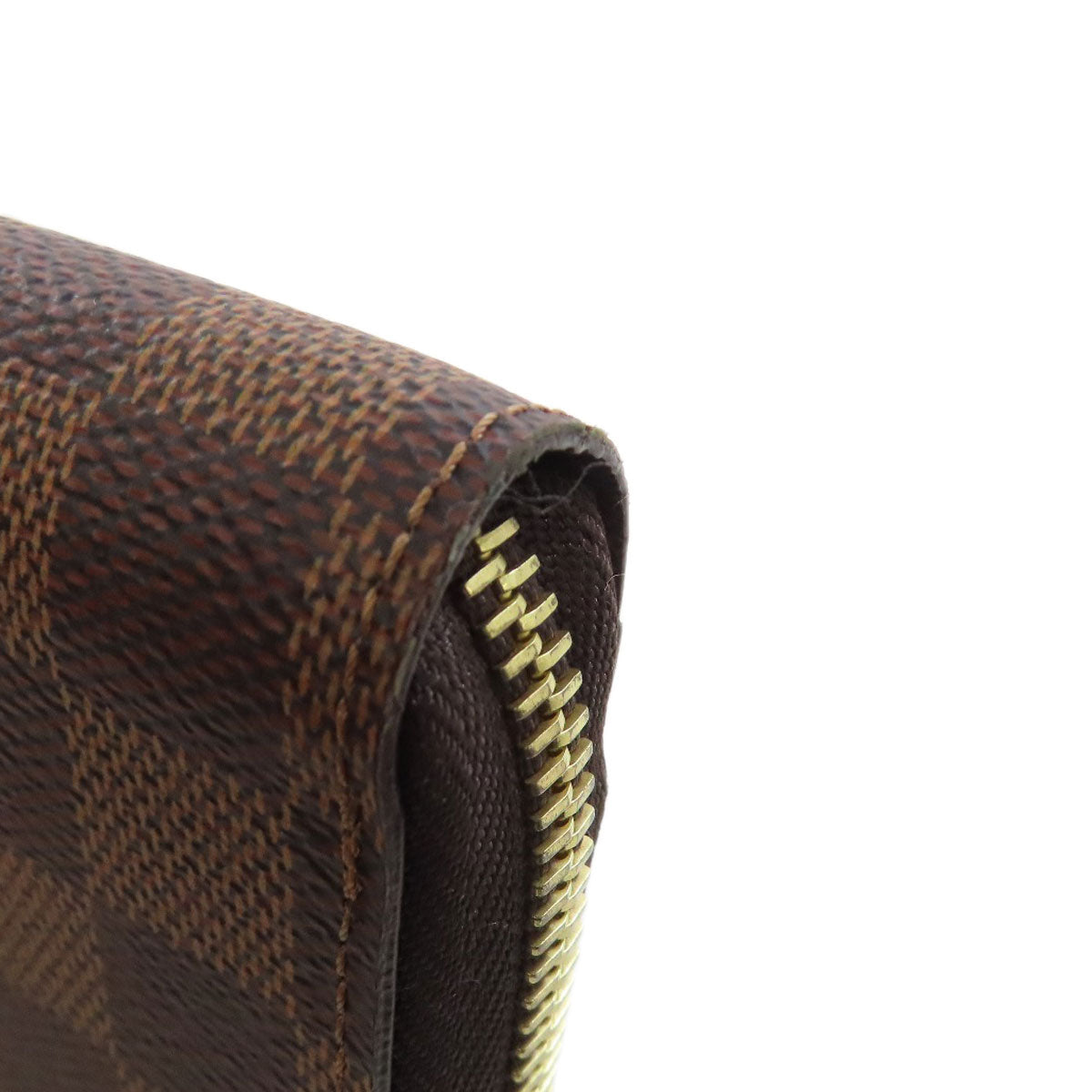 LOUIS VUITTON Long Wallet Purse N41661 Damier canvas Brown Zippy wallet Women Used Authentic