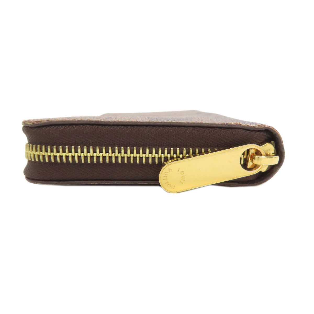 LOUIS VUITTON Long Wallet Purse N41661 Damier canvas Brown Zippy wallet Women Used Authentic