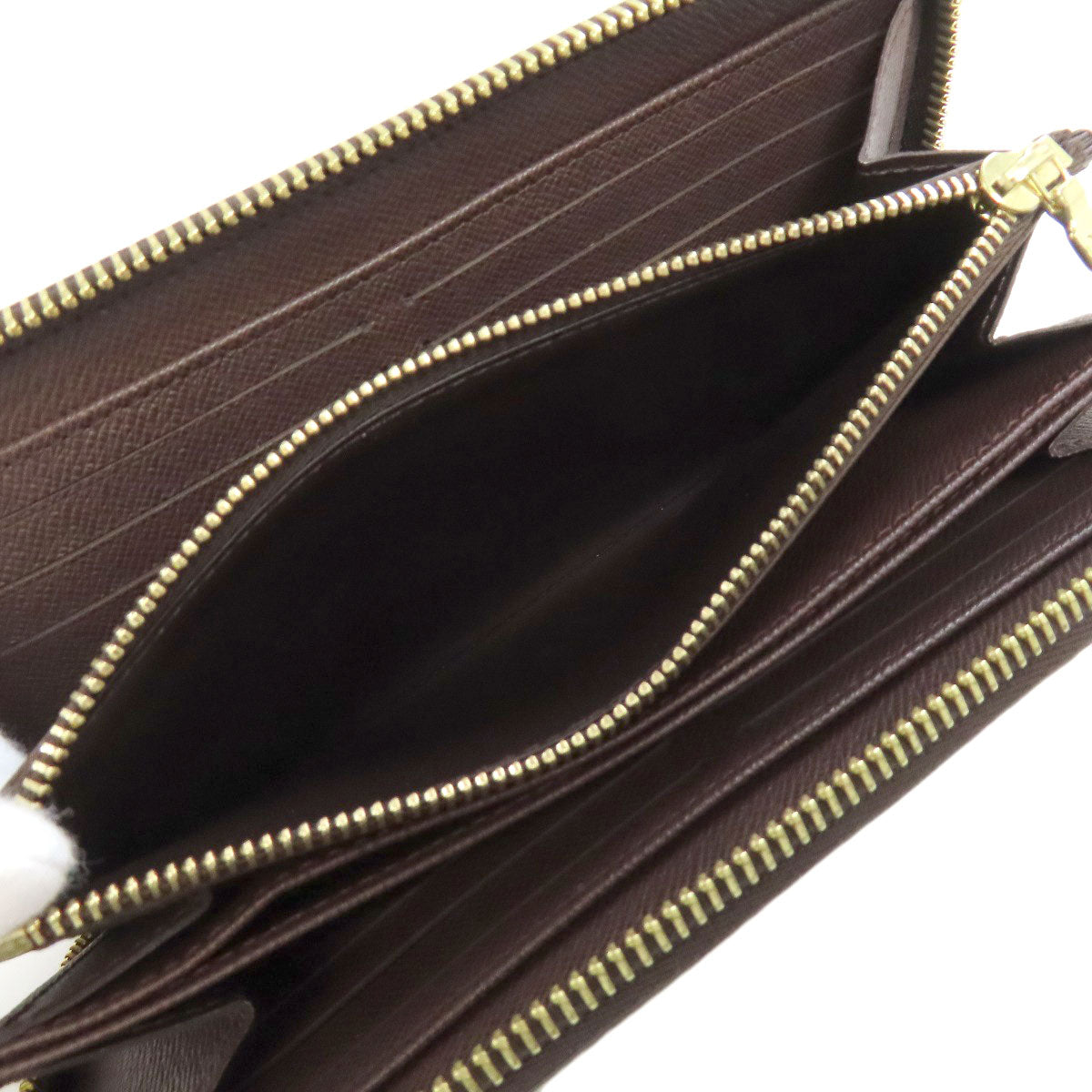 LOUIS VUITTON Long Wallet Purse N41661 Damier canvas Brown Zippy wallet Women Used Authentic
