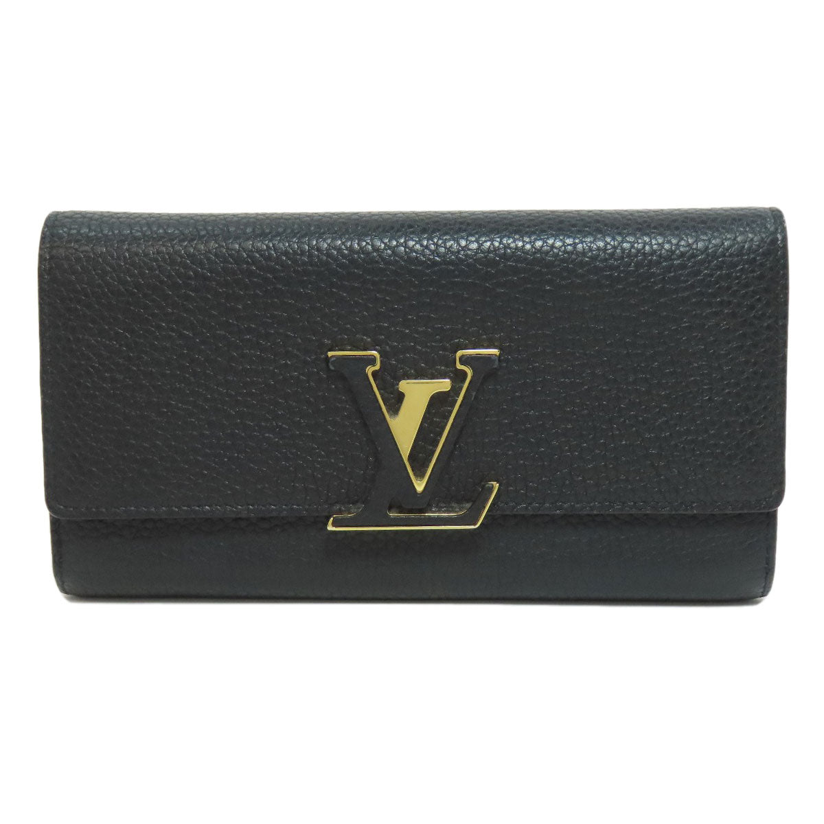 LOUIS VUITTON Long Wallet Purse M61248 Taurillon Clemence black Portefeuille Capsine Women Used Authentic