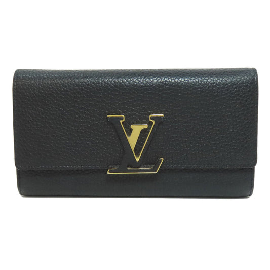 LOUIS VUITTON Long Wallet Purse M61248 Taurillon Clemence black Portefeuille Capsine Women Used Authentic