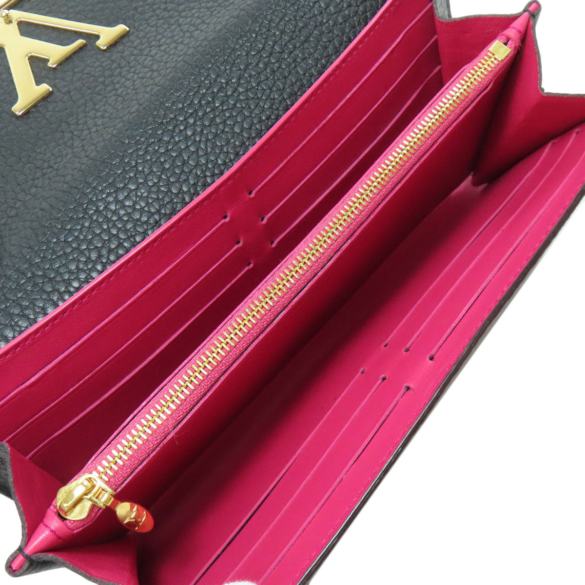 LOUIS VUITTON Long Wallet Purse M61248 Taurillon Clemence black Portefeuille Capsine Women Used Authentic