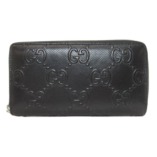 GUCCI Long Wallet Purse 625558 PVC black Zip Around GG Embossed mens Used Authentic