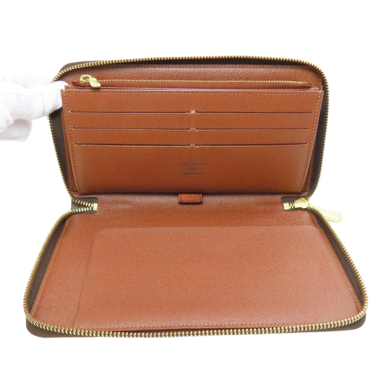 LOUIS VUITTON Long Wallet Purse M60002 Monogram canvas Brown Zippy Organizer mens Used Authentic