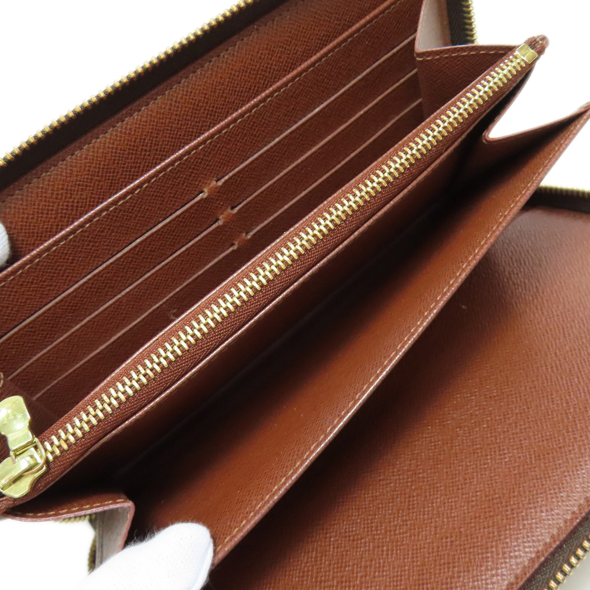 LOUIS VUITTON Long Wallet Purse M60002 Monogram canvas Brown Zippy Organizer mens Used Authentic
