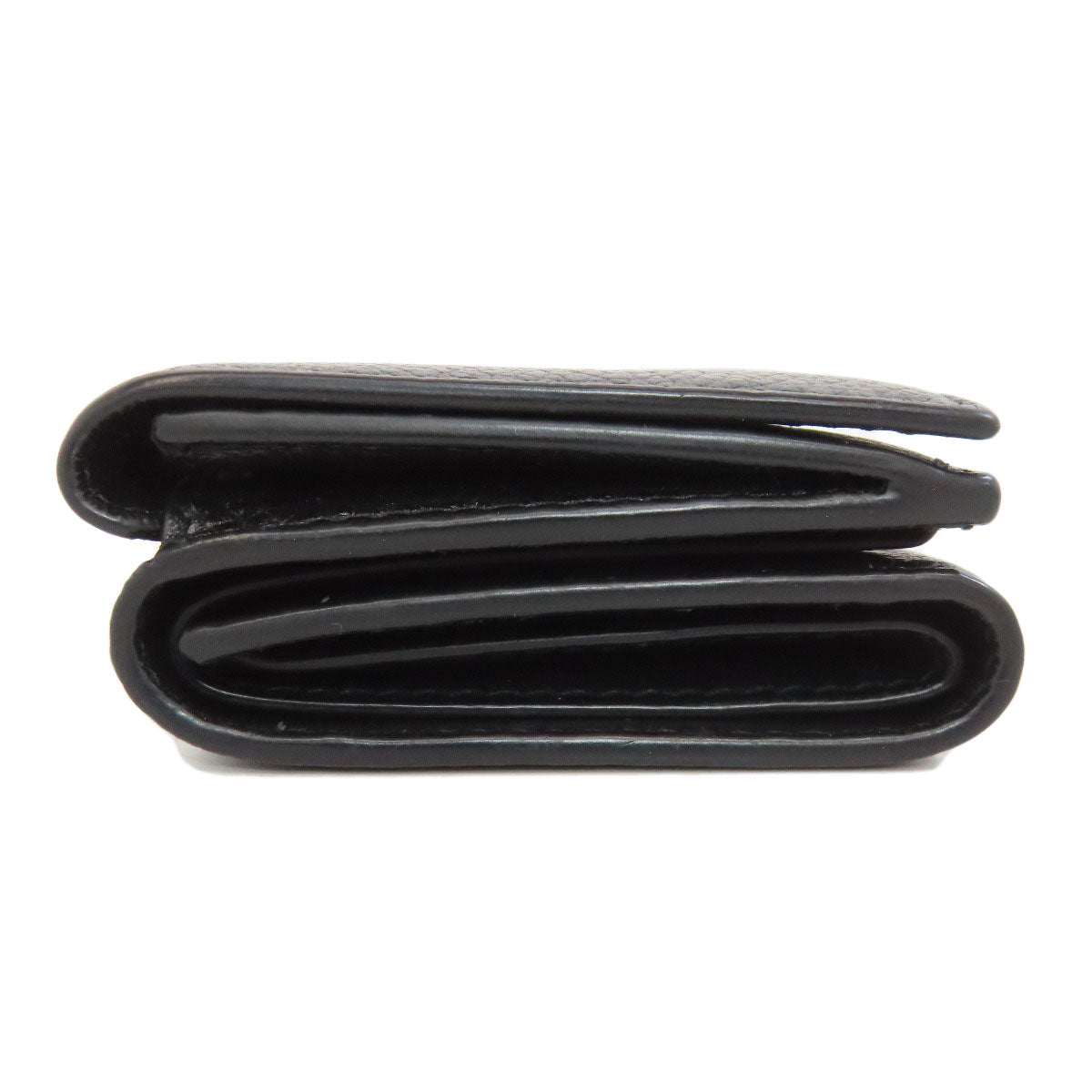 BALENCIAGA Bifold Wallet 594312 leather black logo Tri-fold Wallet Women Used Authentic