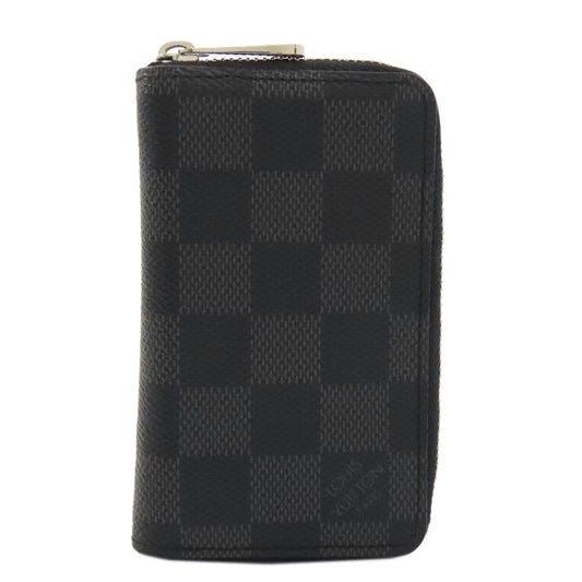 LOUIS VUITTON Coin case N63076 Damier canvas gray Zippy coin purse mens Used Authentic