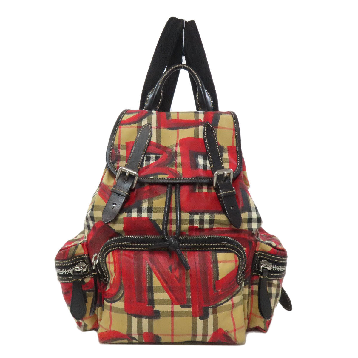 BURBERRY Backpack Nylon Brown Graffiti Women Used Authentic