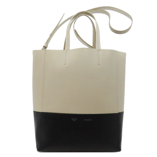CELINE Handbag leather white Vertical Cabas 2WAY Women Used Authentic