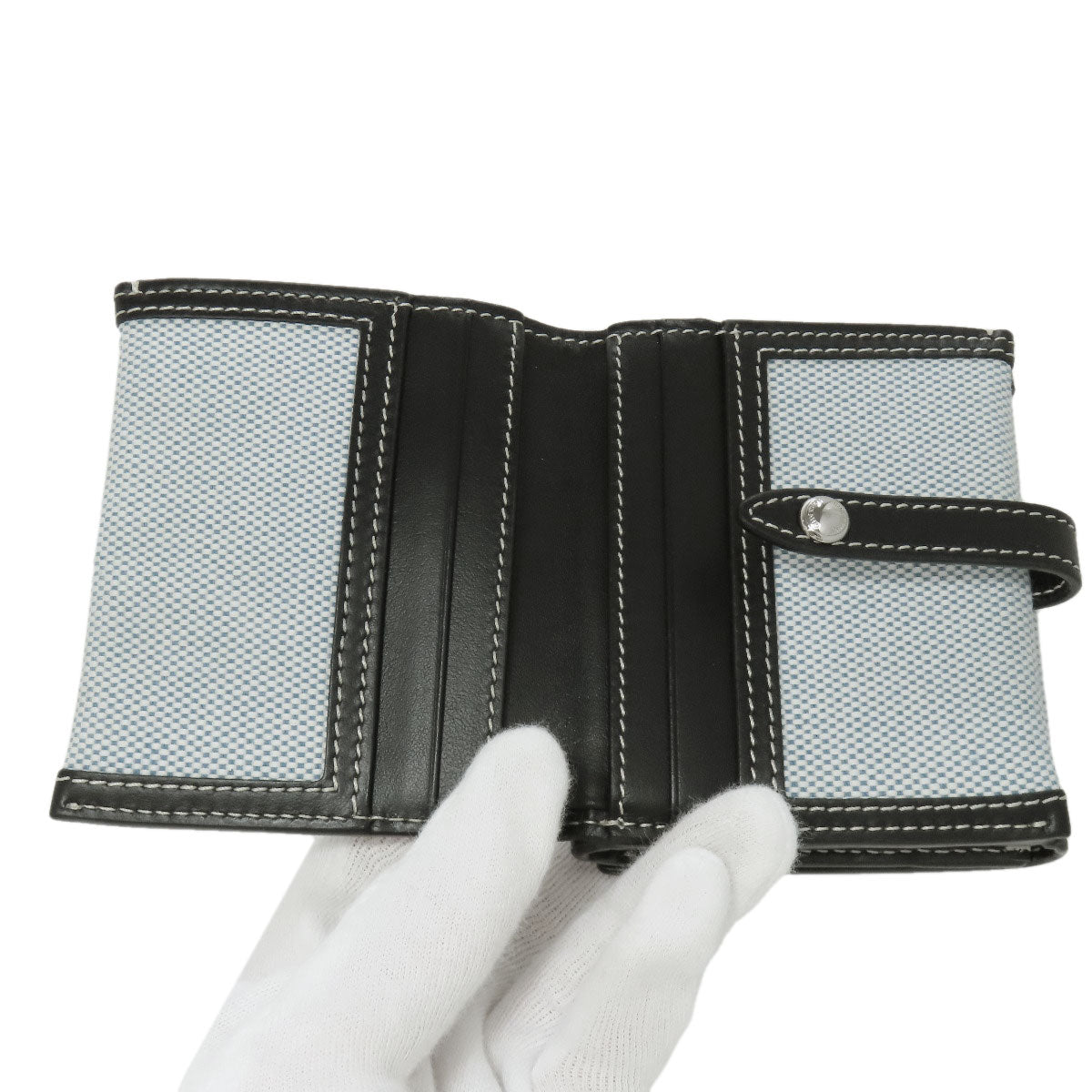BURBERRY Bifold Wallet canvas blue logo Women Used Authentic