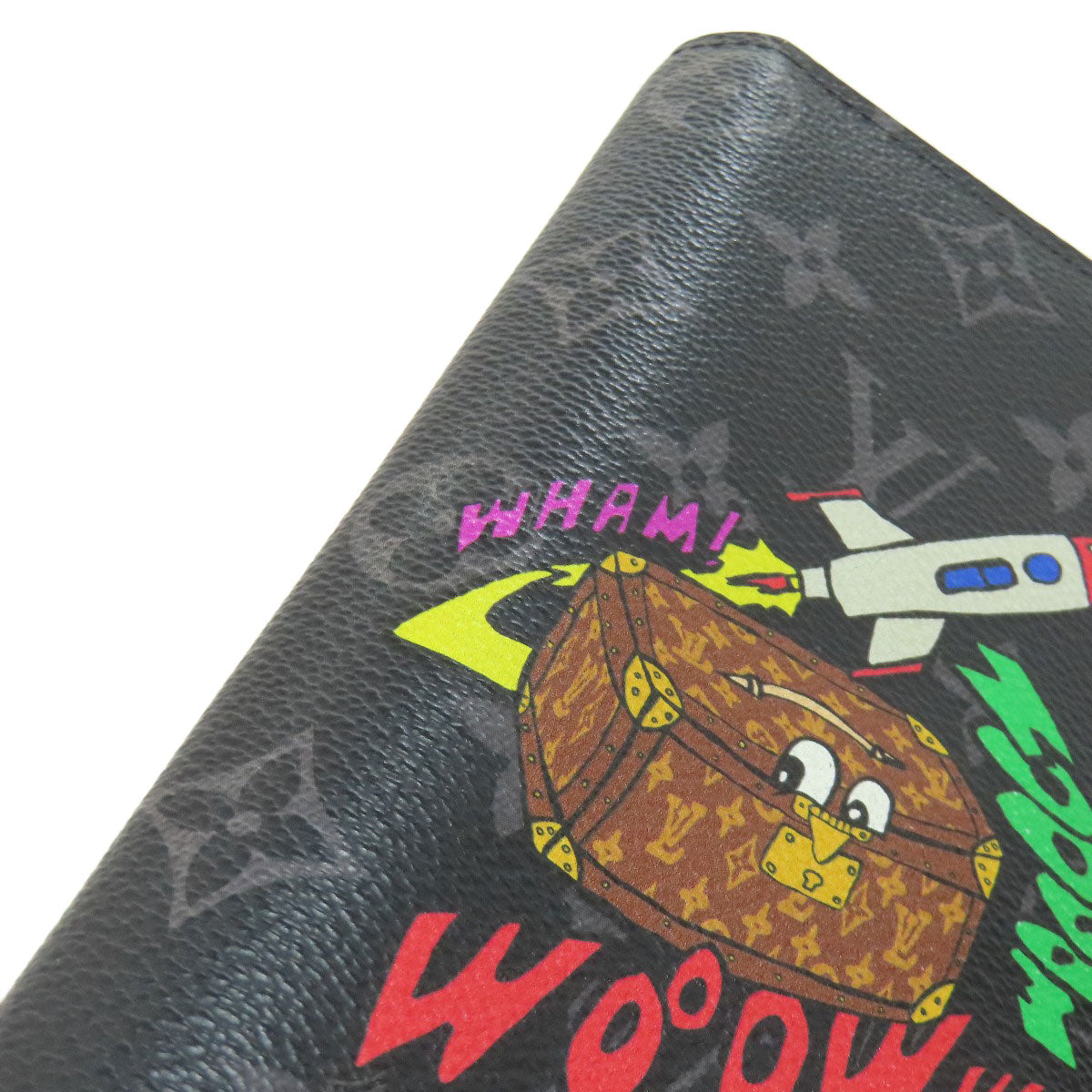 LOUIS VUITTON Long Wallet Purse M80931 Monogram Eclipse black Portefeuille�EBrazza Trunk Rocket mens Used Authentic