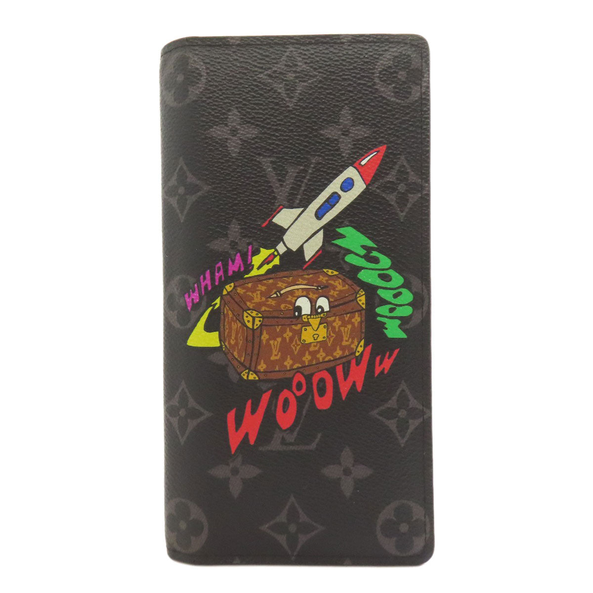 LOUIS VUITTON Long Wallet Purse M80931 Monogram Eclipse black Portefeuille�EBrazza Trunk Rocket mens Used Authentic