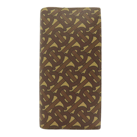 BURBERRY Long Wallet Purse leather Brown Logo motif Women Used Authentic