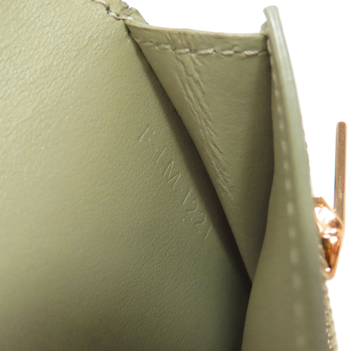 CELINE Bifold Wallet leather green Medium strap wallet Women Used Authentic