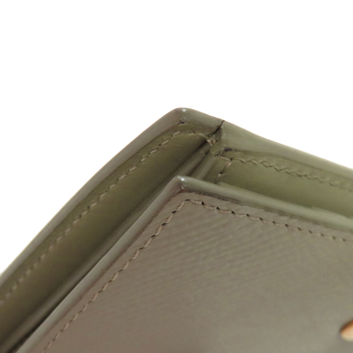 CELINE Bifold Wallet leather green Medium strap wallet Women Used Authentic