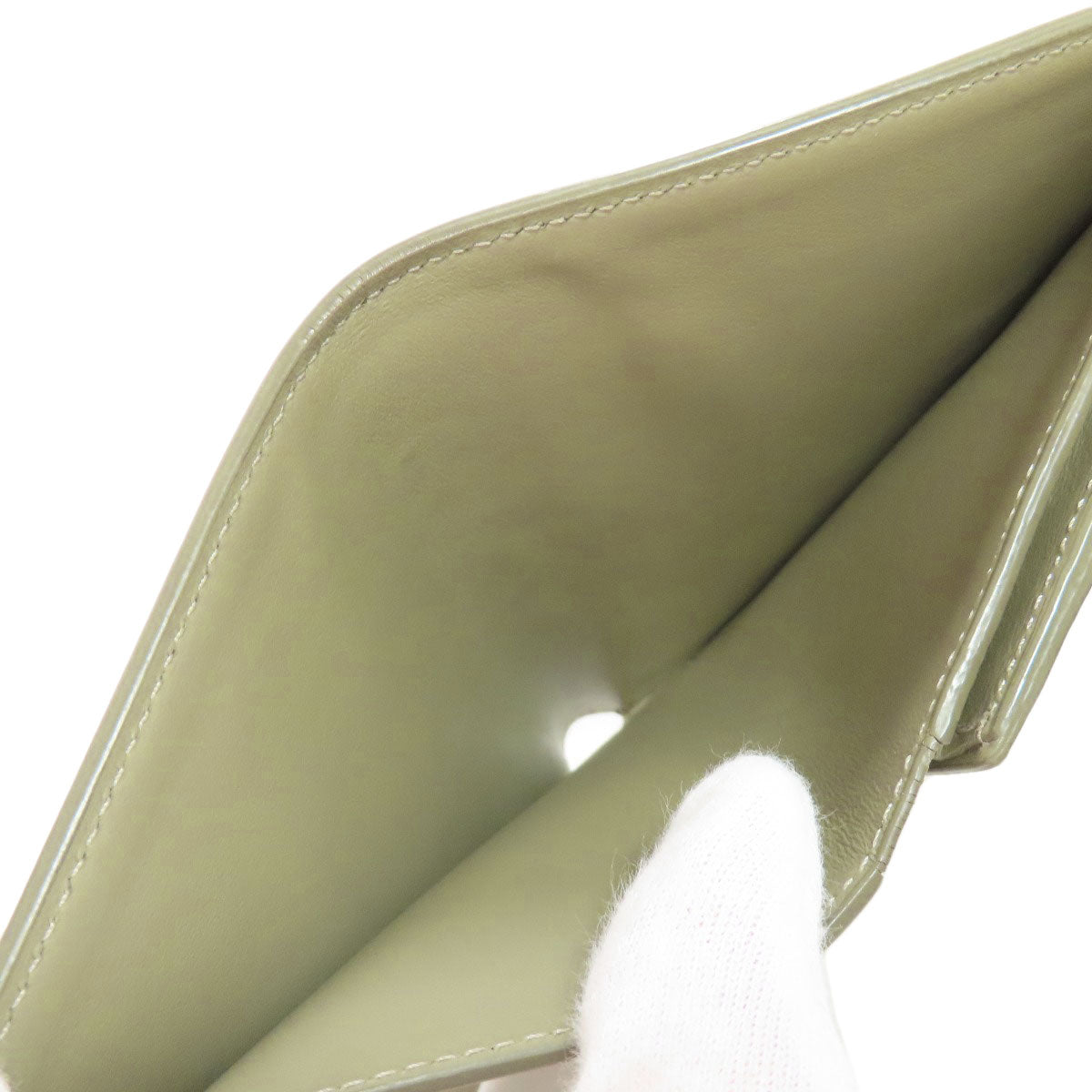 CELINE Bifold Wallet leather green Medium strap wallet Women Used Authentic