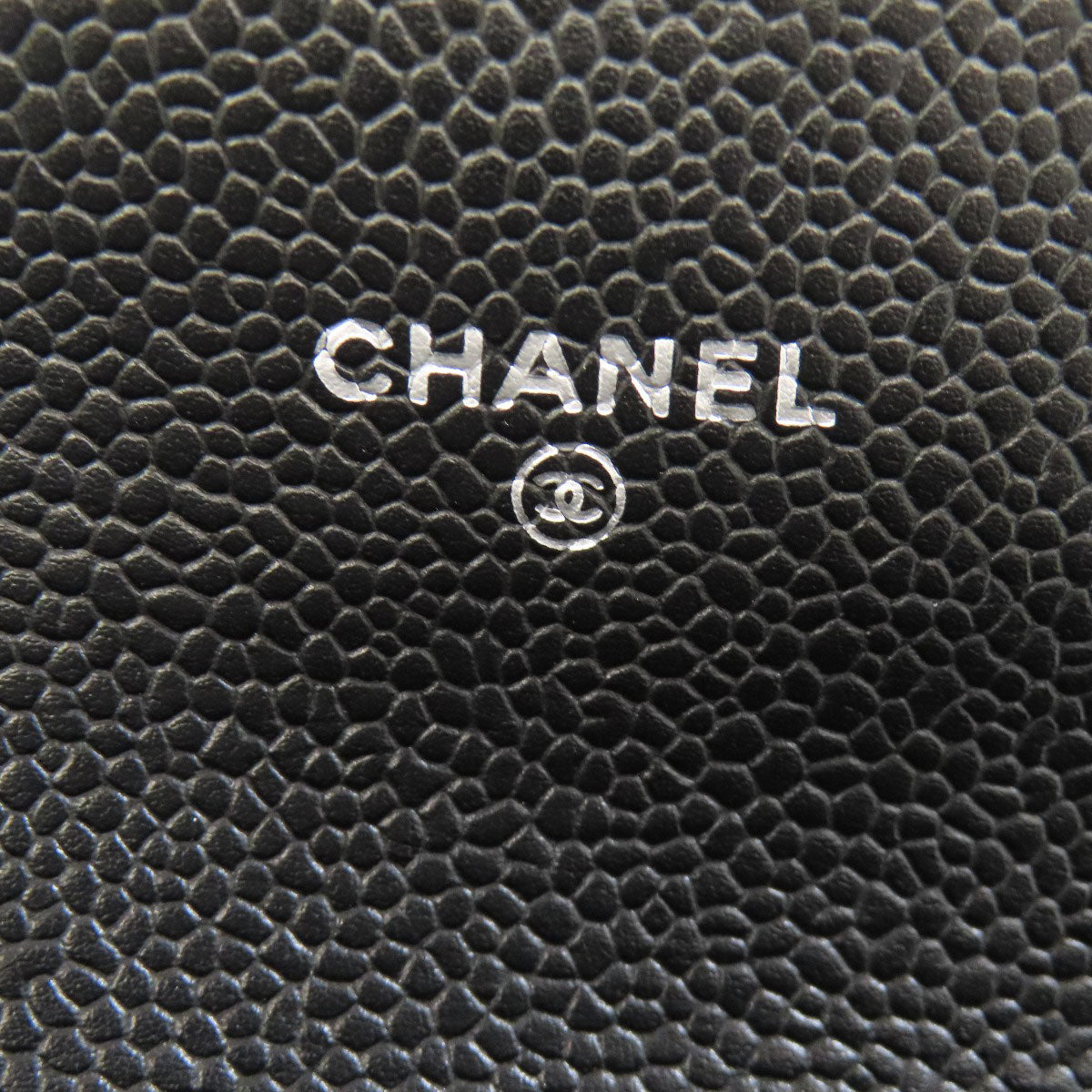 CHANEL Bifold Wallet Grained Calfskin Skin black Chocolate bar Silver Metal Women Used Authentic
