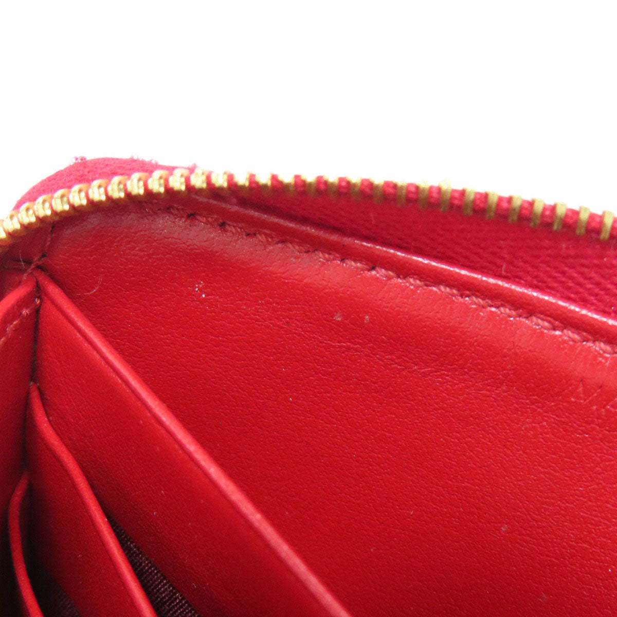 CELINE Coin case leather Red CMetal Women Used Authentic