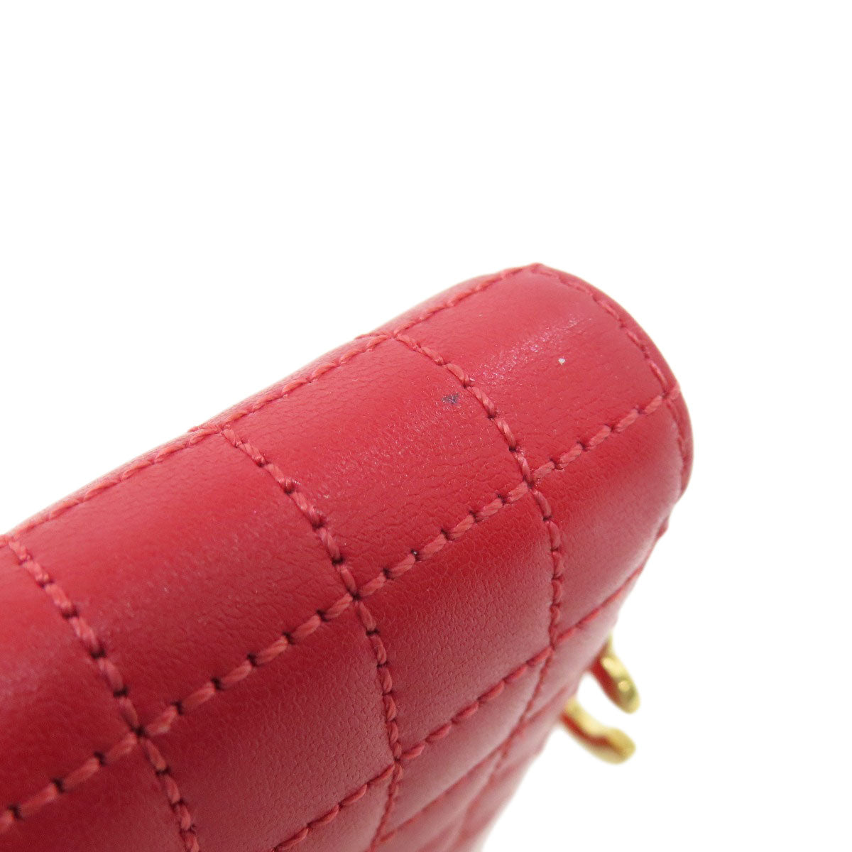 CELINE Coin case leather Red CMetal Women Used Authentic