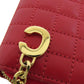 CELINE Coin case leather Red CMetal Women Used Authentic