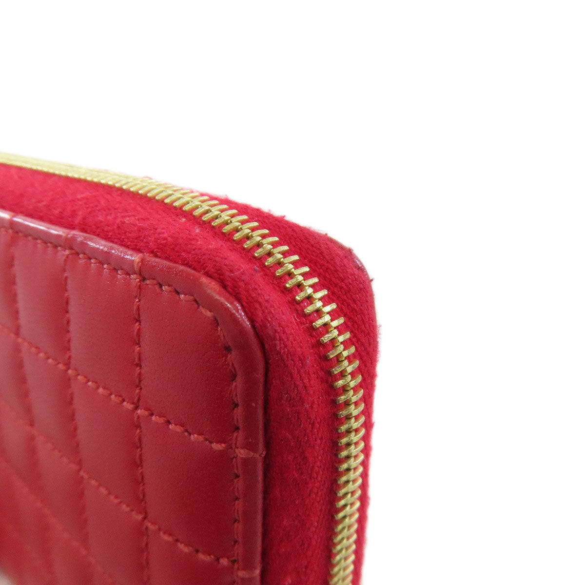 CELINE Coin case leather Red CMetal Women Used Authentic